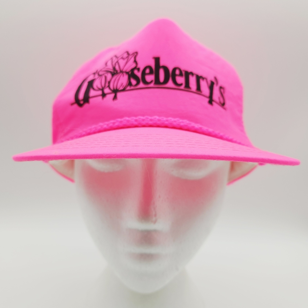 VINTAGE | "Gooseberry's" neon pink snapback cap hat